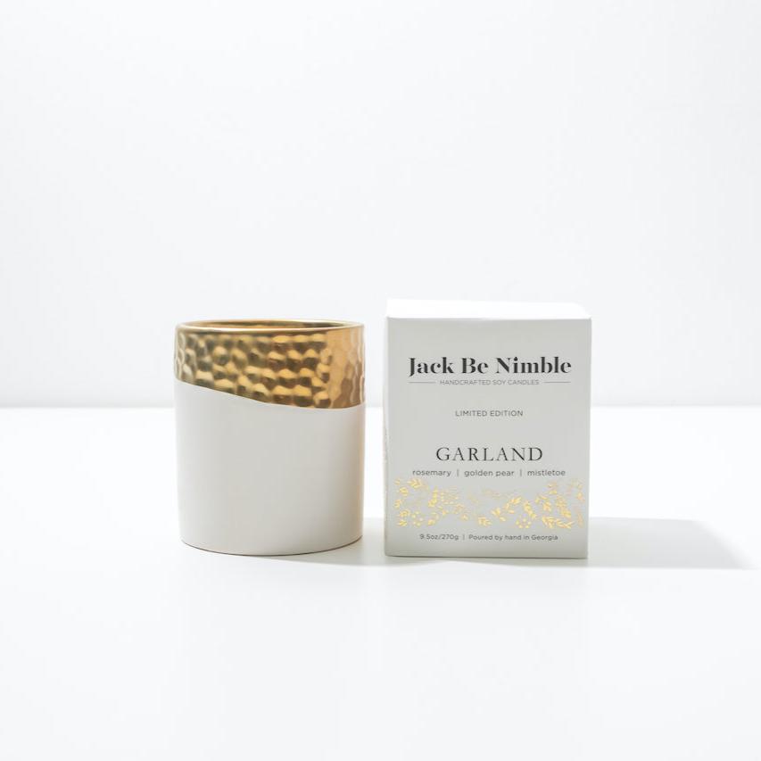 9.5 oz Garland • Gold Dipped Ceramic Soy Candle