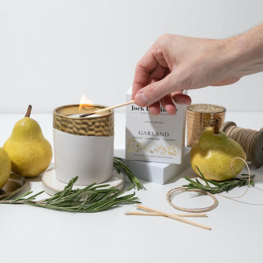 9.5 oz Garland • Gold Dipped Ceramic Soy Candle