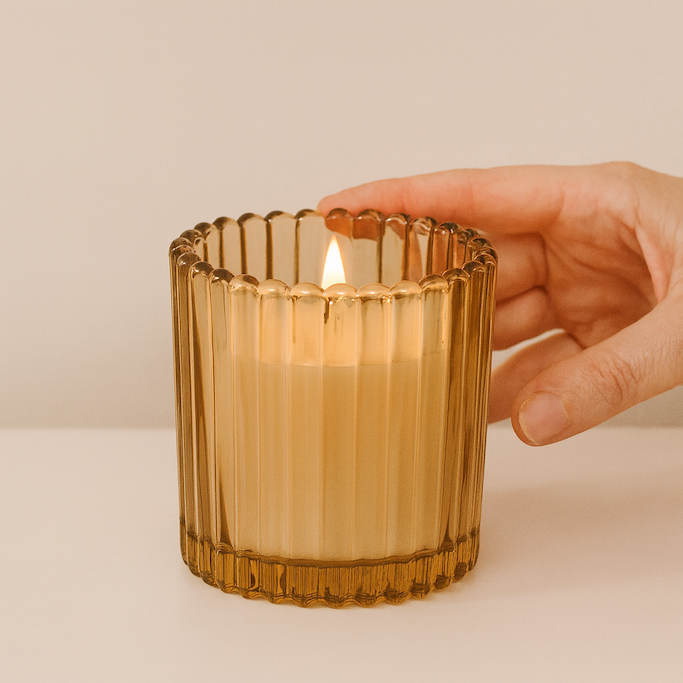 8 oz Ribbed Glass Scented Soy Candle