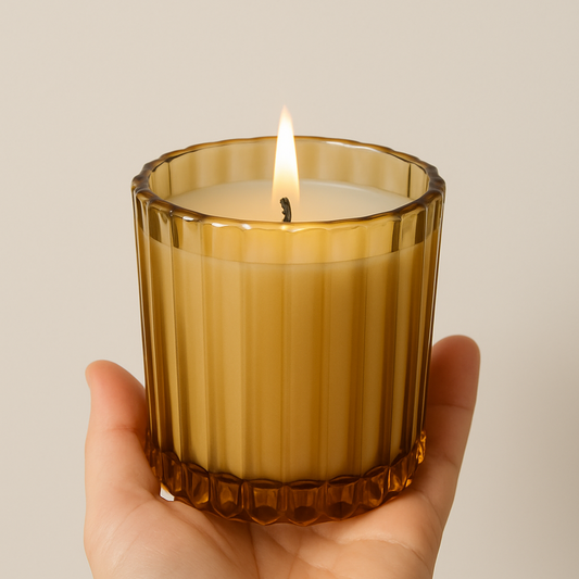 8 oz Ribbed Glass Scented Soy Candle