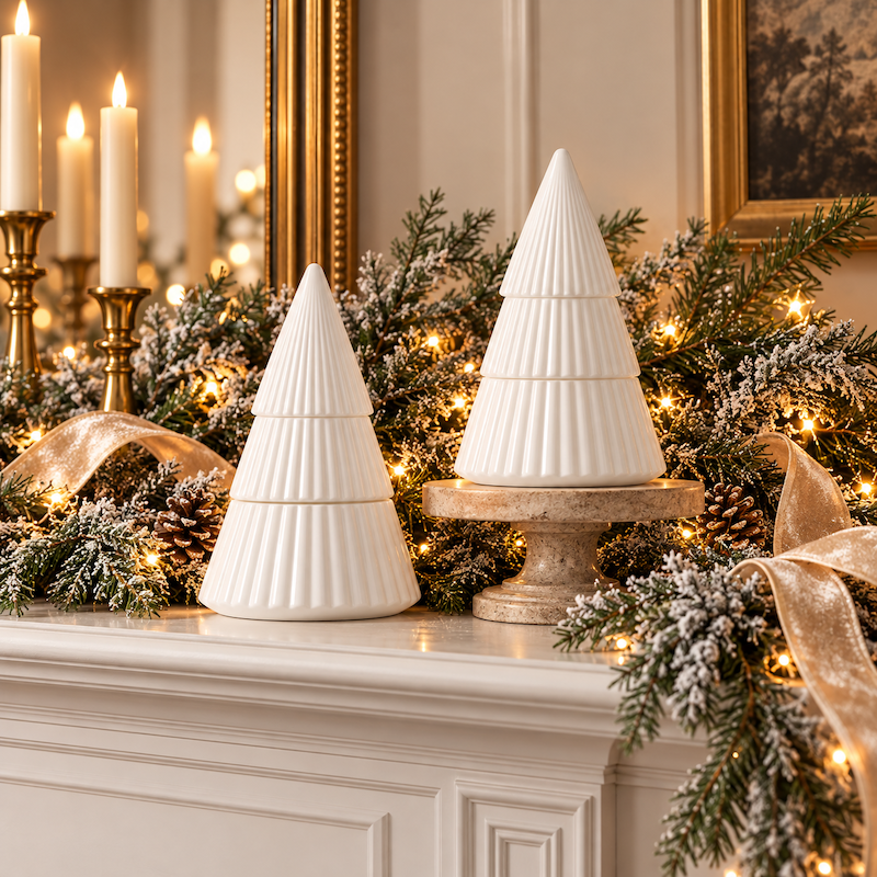 Winter Wonderland | White Glass Christmas Tree Candle