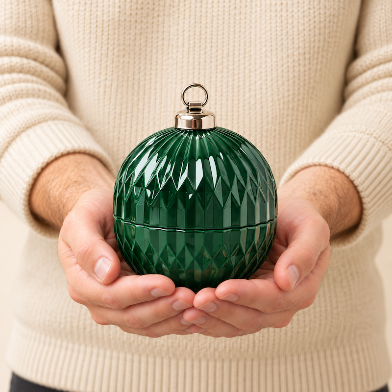 Garland | Green Glass Ornament Candle