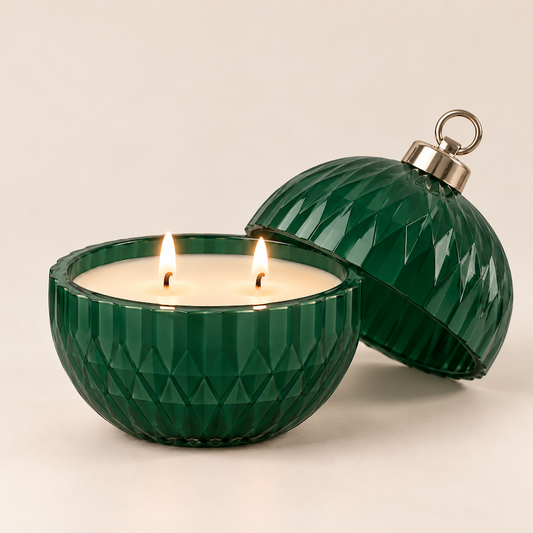 Garland | Green Glass Ornament Candle