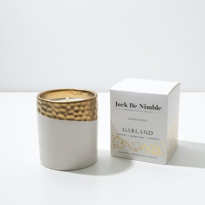 9.5 oz Garland • Gold Dipped Ceramic Soy Candle