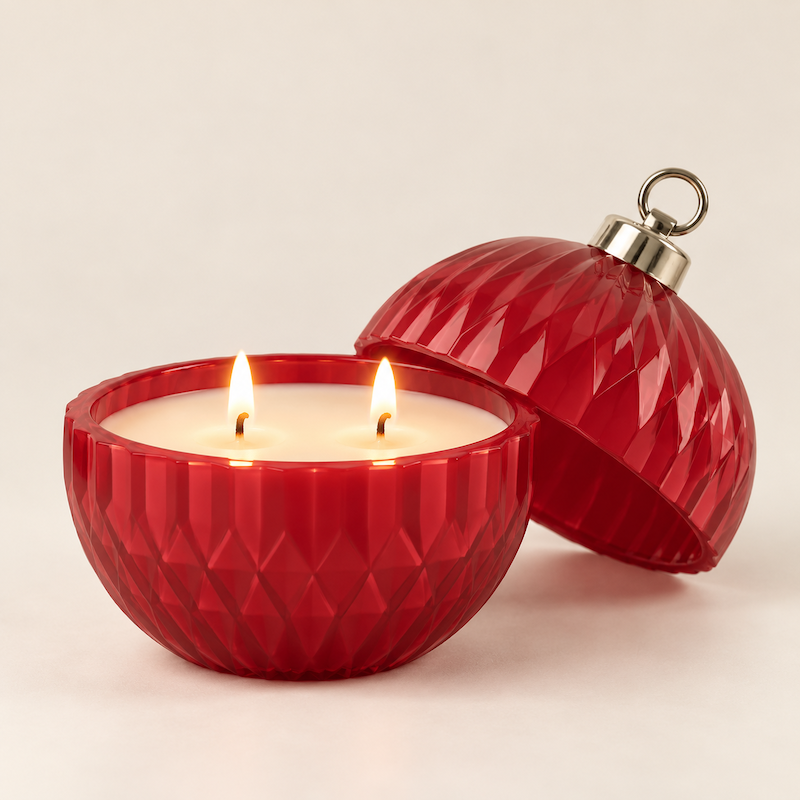 Very Merry | Red Glass Ornament Candle