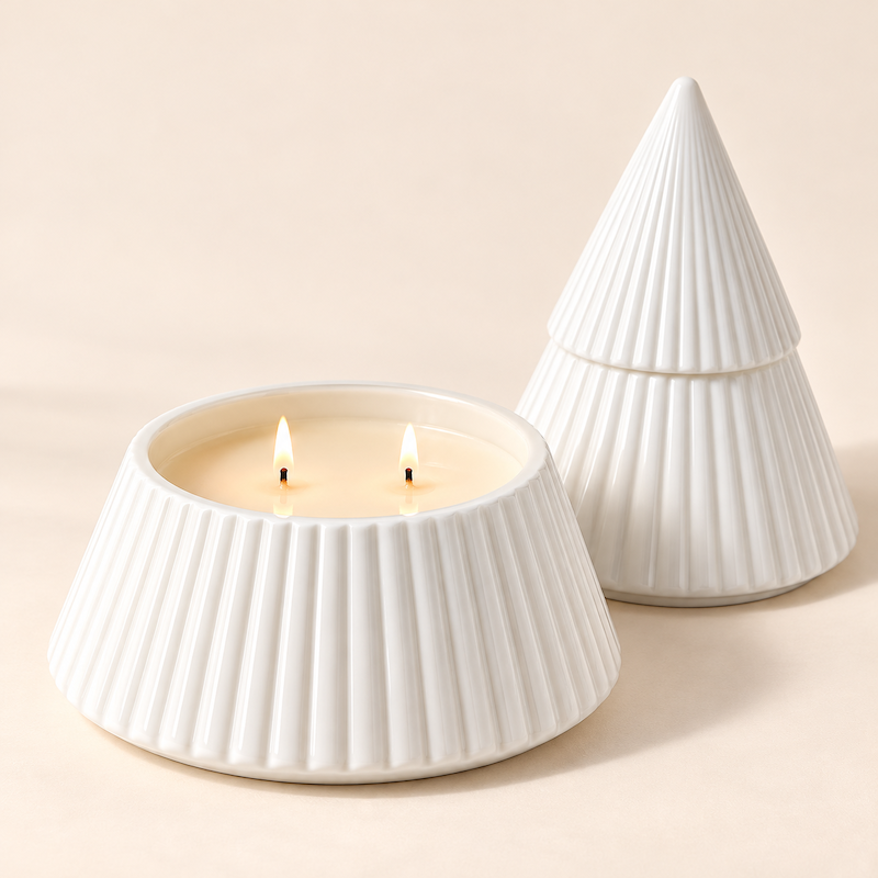 Winter Wonderland | White Glass Christmas Tree Candle